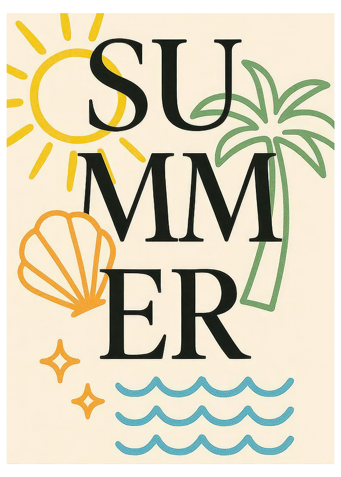 Summer Text Art with Beach Elements