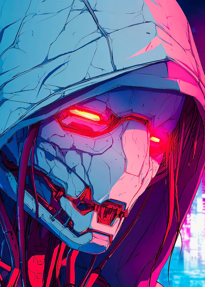 Cyberpunk Cyborg Hooded Neon Mask