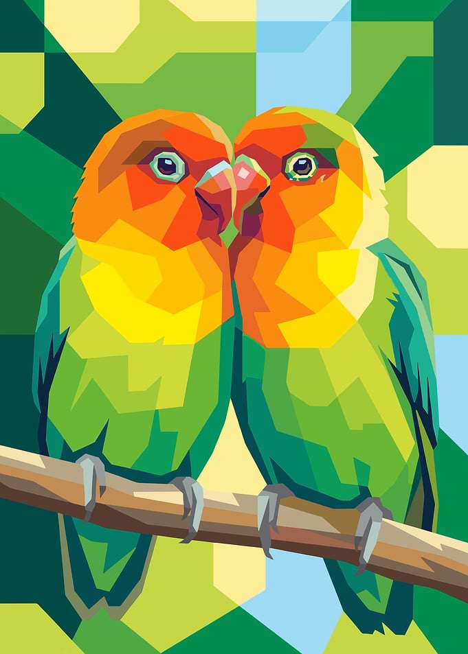 Two Lovebirds on a Branch