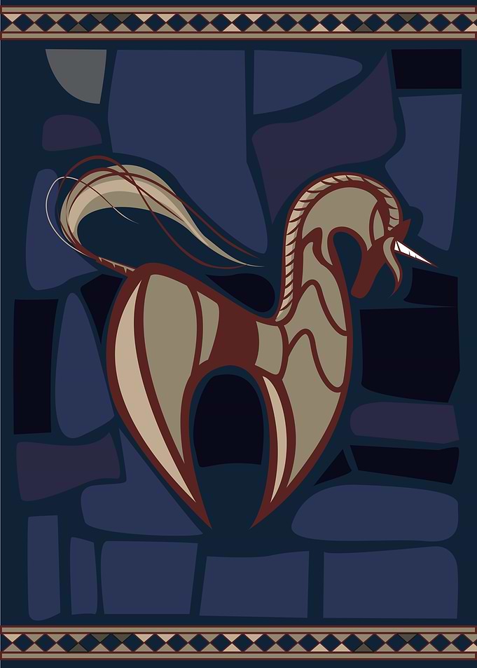 Stylized Unicorn on Blue Background