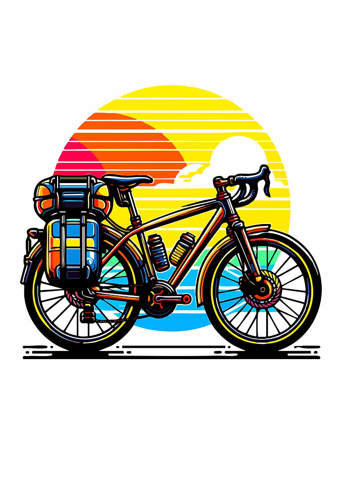 Bicycle with Luggage and Sunset