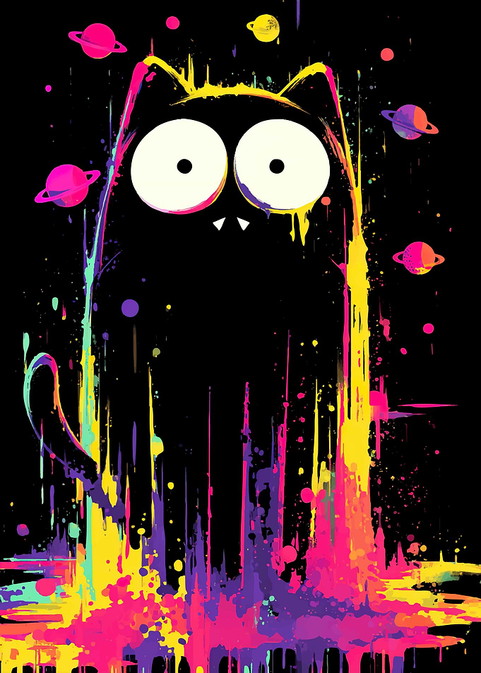 Cosmic Cat Splatter Art