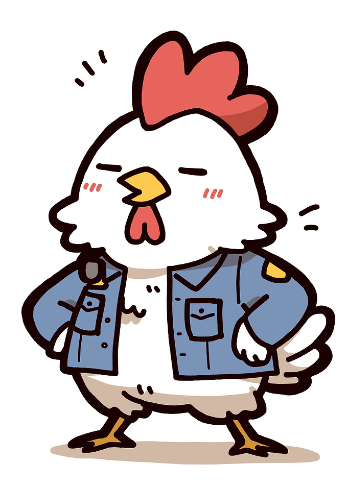 Cute Chicken in a Blue Jacket