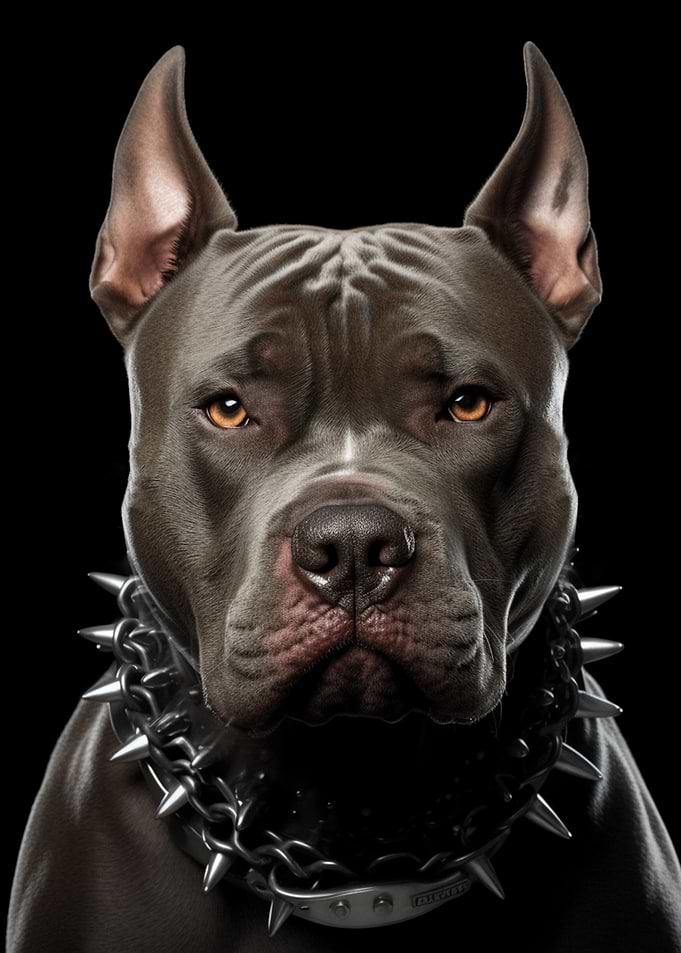 Pitbull with Spiked Collar
