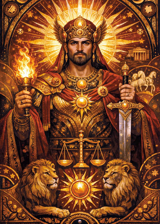 Mithra sun God with Sword and Torch