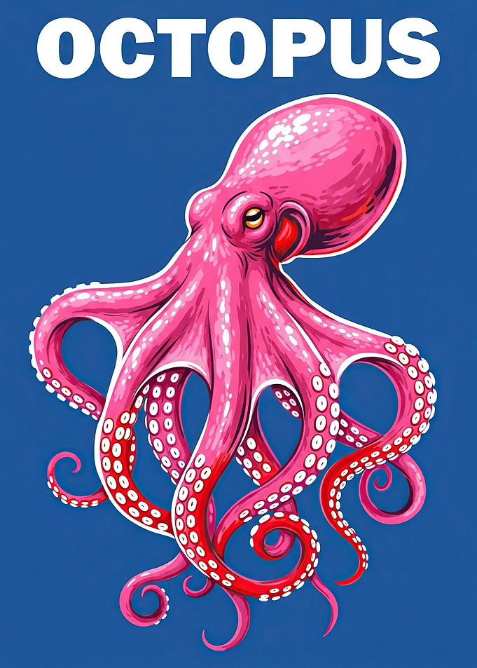 Pink Octopus with Text