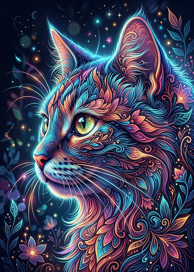 Psychedelic Cat Portrait
