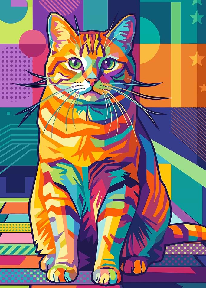 Colorful Cat Portrait