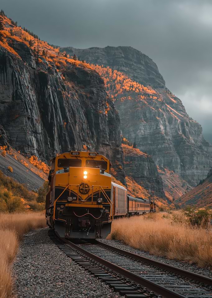 Train in a Mountain Valley