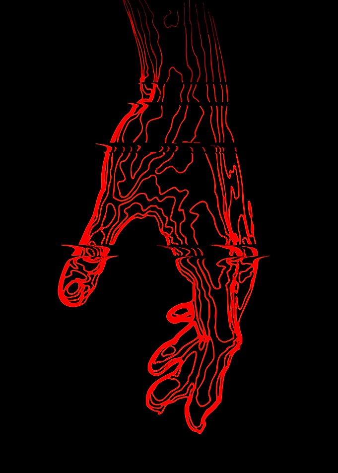 Red Hand Contour Art