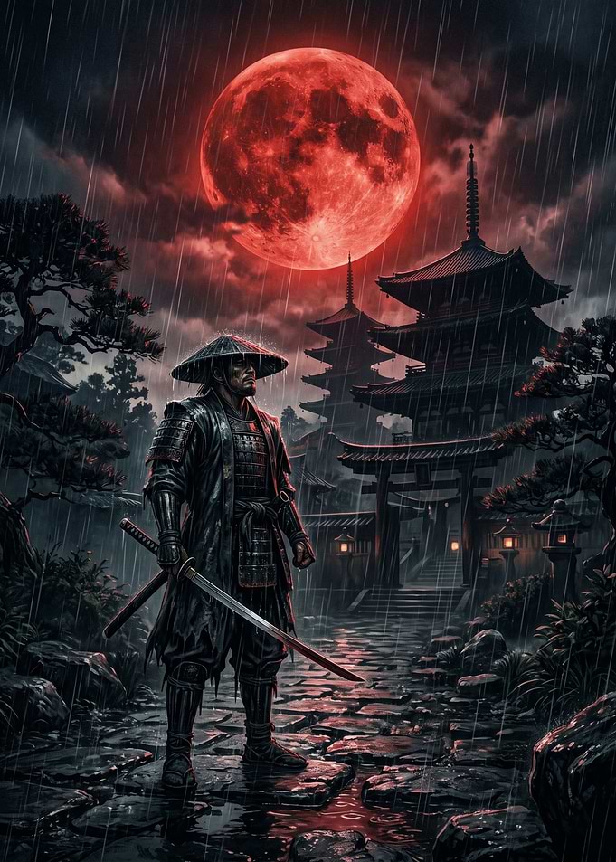 Samurai Under a Blood Moon