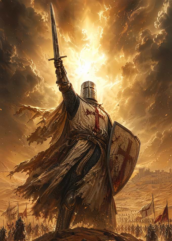Templar Knight Raising Sword