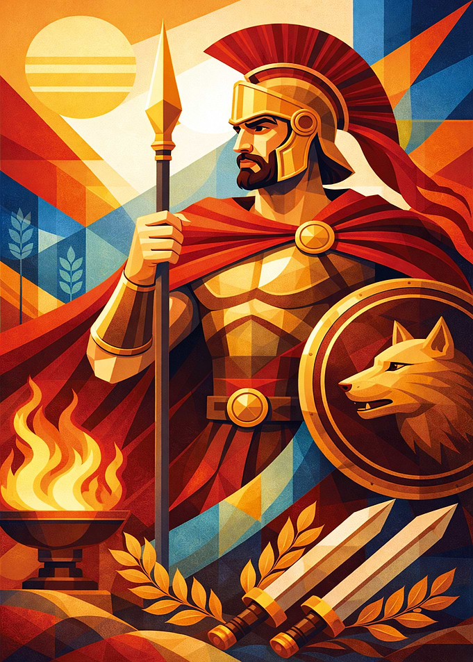 Roman God Mars with Spear and Shield