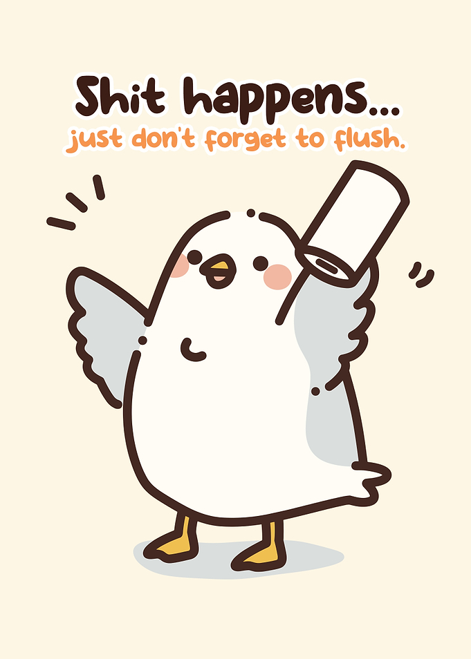Cute bird with toilet paper