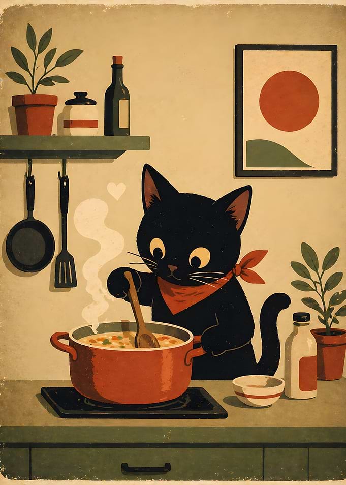 Black Cat Cooking Soup