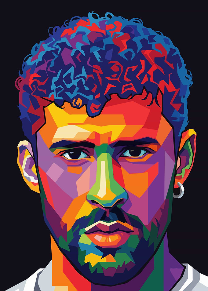 Colorful Pop Art Portrait of bad bunny