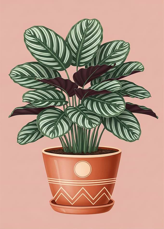 Potted Calathea Plant Illustration