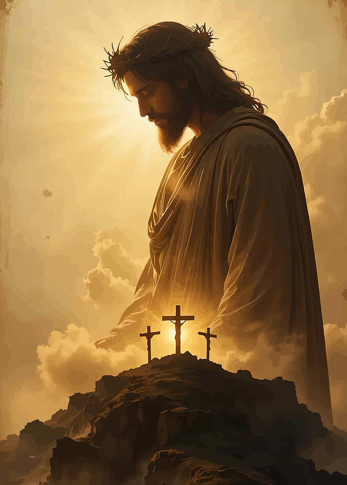 Jesus Christ and the Three Crosses