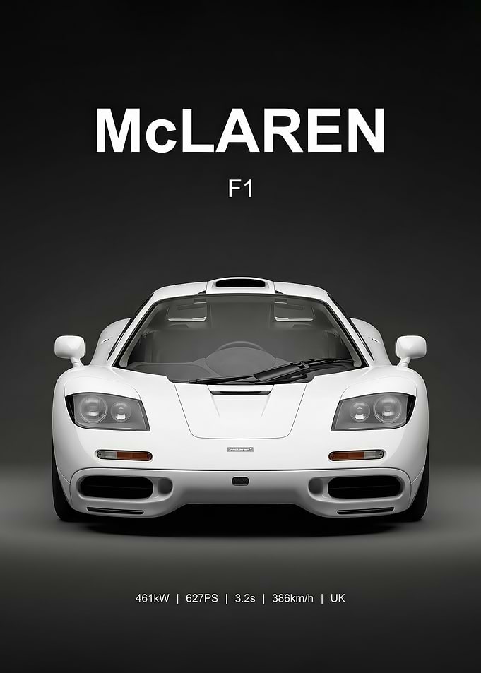 white McLaren F1 Car Poster