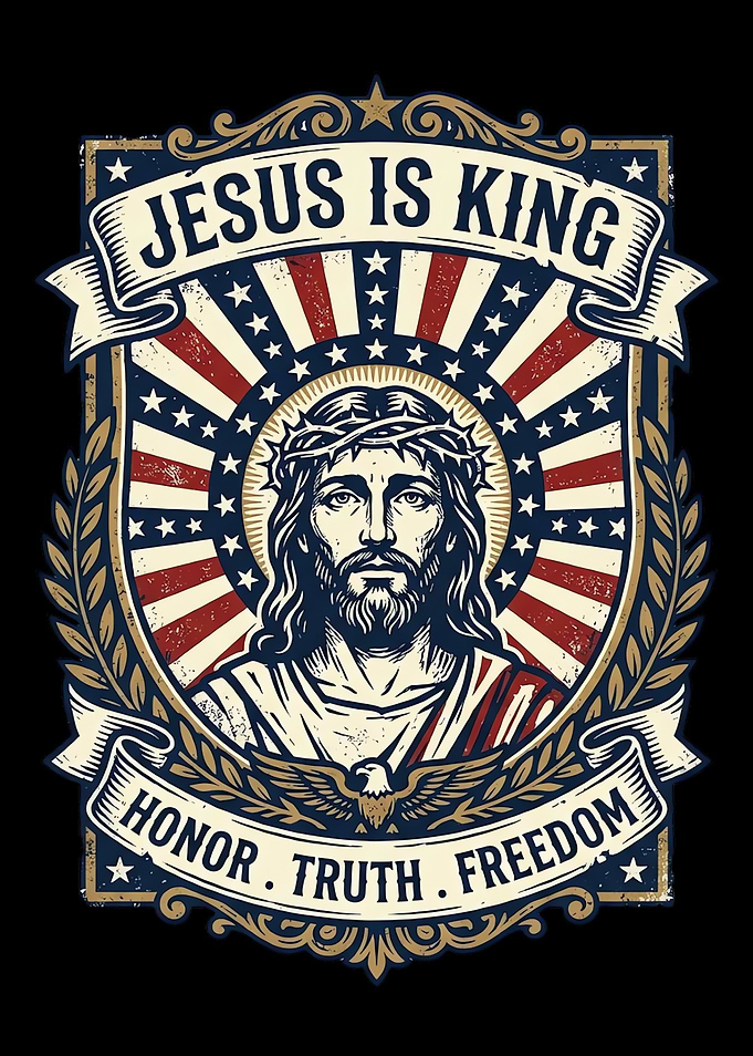 Jesus is King American Flag Design