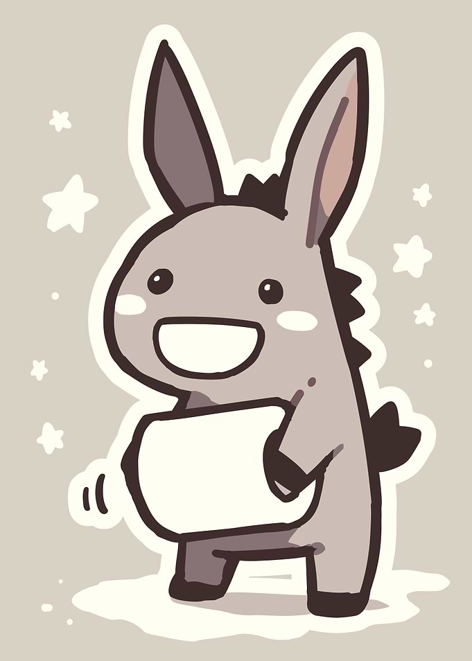 Cute Donkey Character with Stars