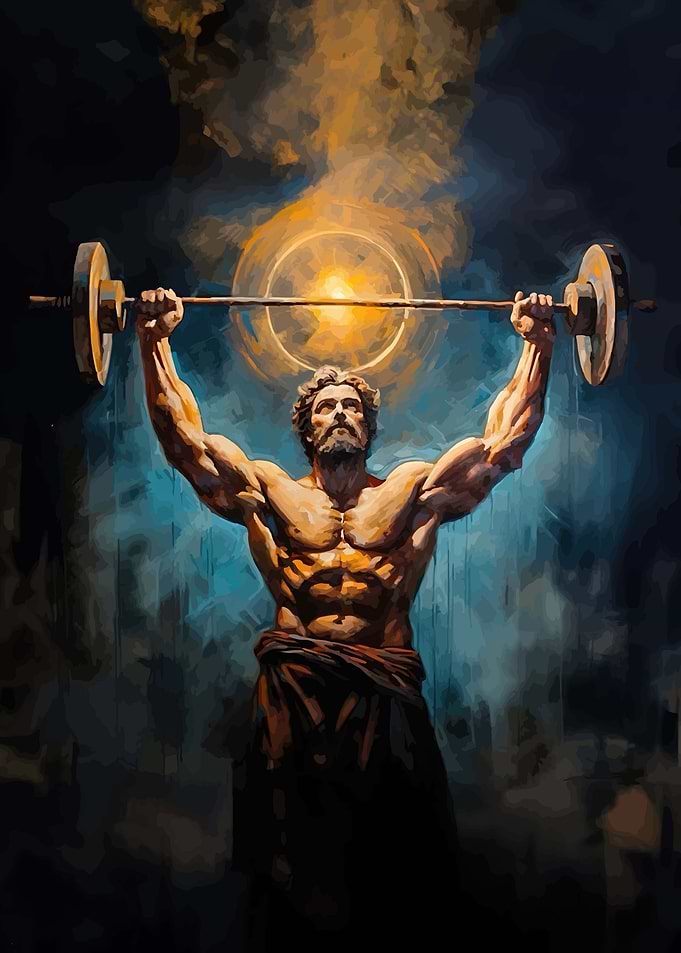 Muscular Man Lifting Barbell