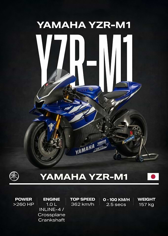 blue Yamaha YZR-M1 Motorcycle poster