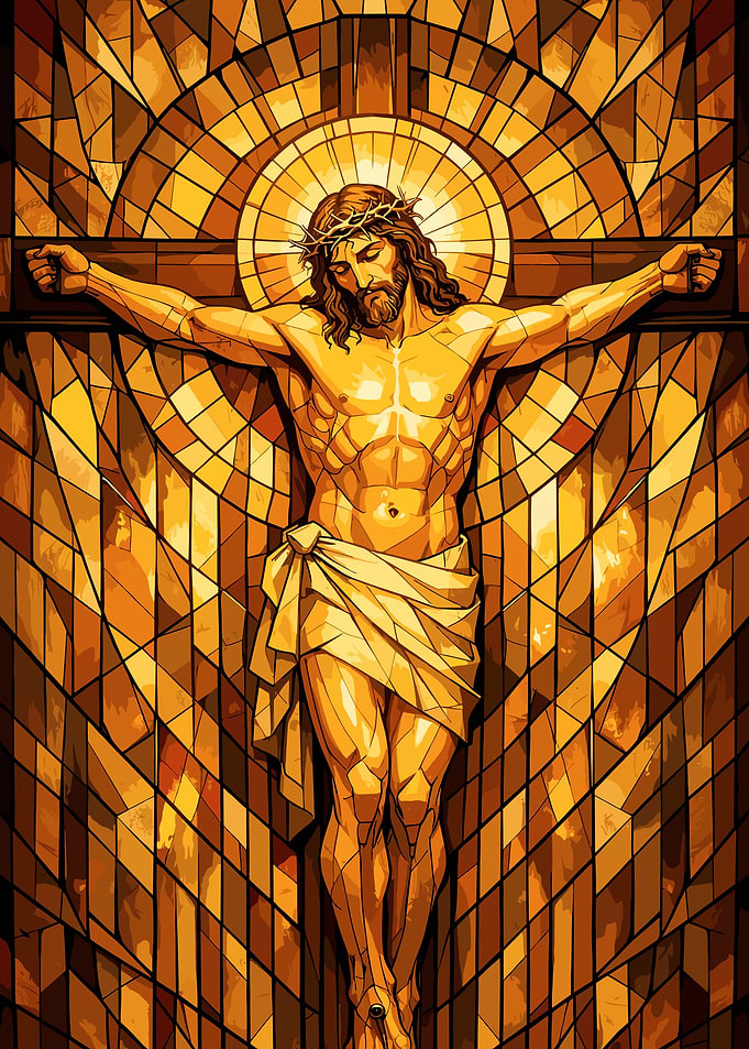 Jesus Christ Crucifixion Stained Glass
