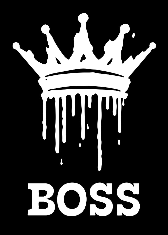 White Drip Crown and Boss Text