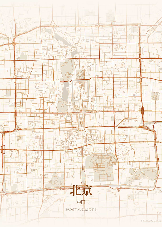Beijing Warm Tone City Map