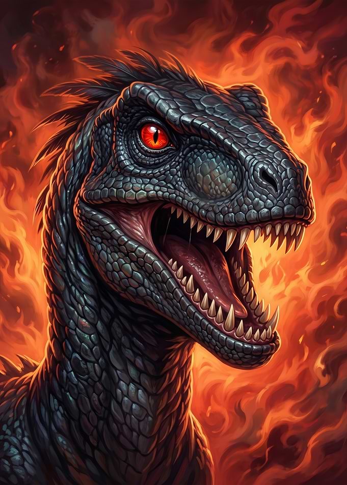 Fierce Dinosaur in Flames
