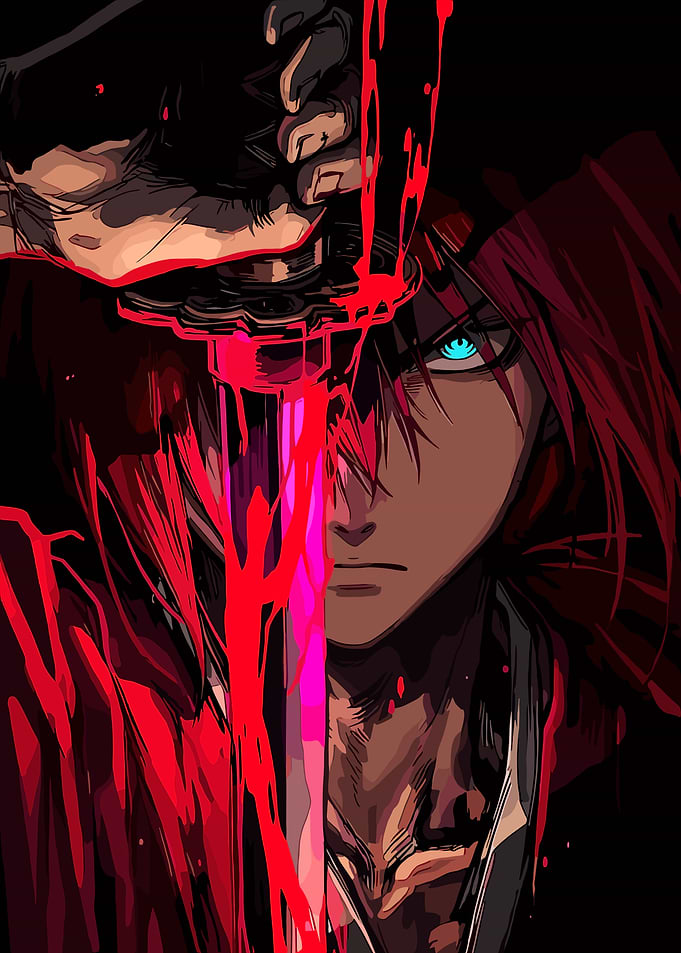 Anime character with bloody sword
