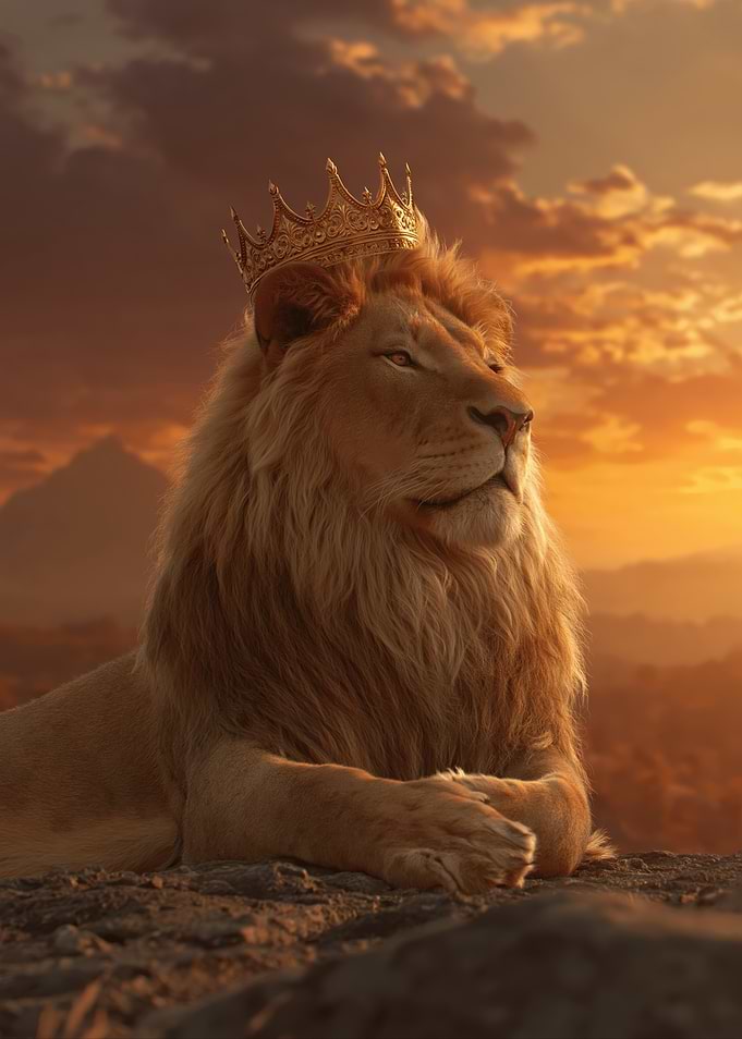 Majestic Lion King at Sunset
