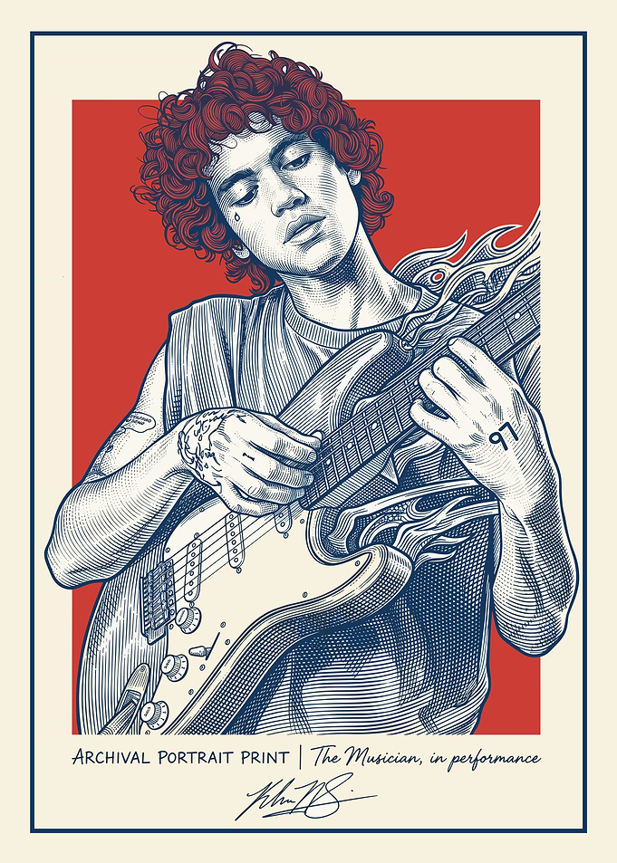 Dominic Fike Musician Playing Guitar Portrait