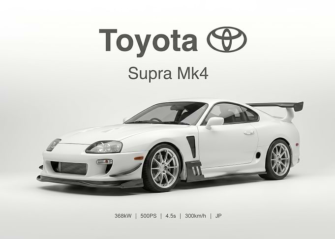White Toyota Supra Mk4 jdm poster