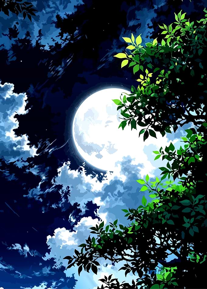 Moonlit Night with Foliage