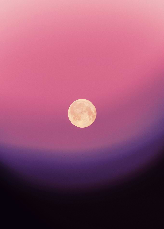 Full Moon in a Pink and Purple Sky