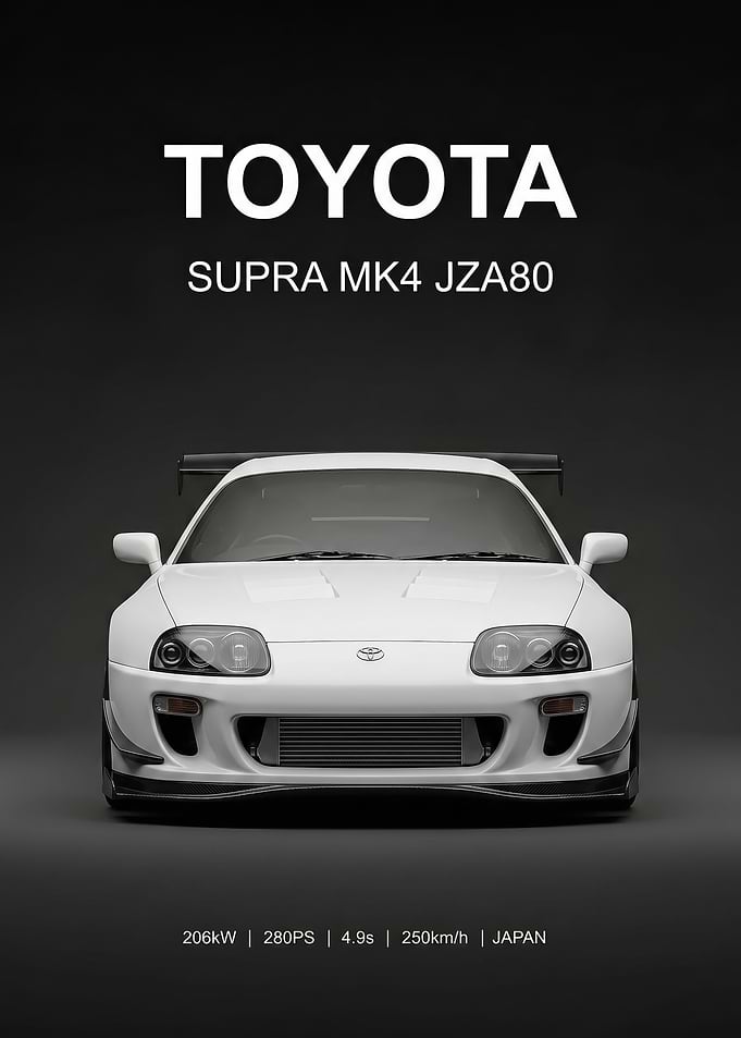 white Toyota Supra MK4 JZA80 jdm poster
