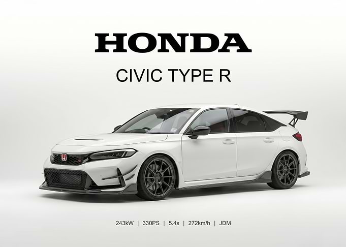 white Honda Civic Type R sport poster