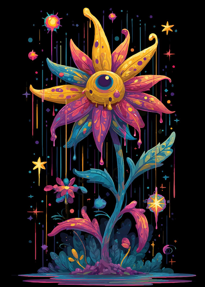 Psychedelic Drip Flower with Eye