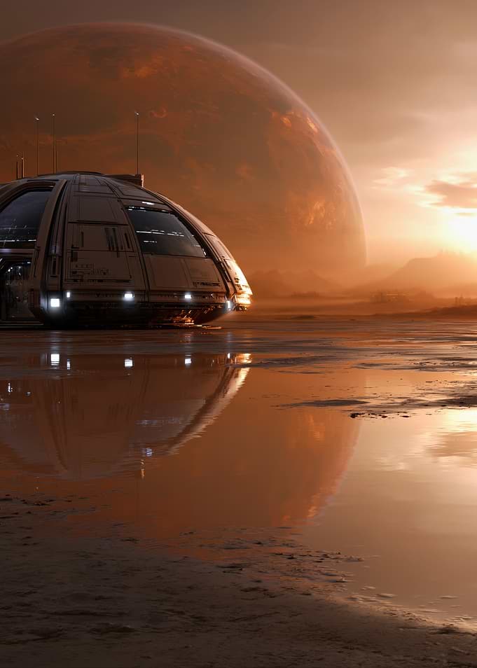 Sci-fi Spaceship on Alien Planet