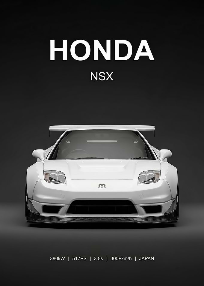 White Honda NSX Sports Car poster