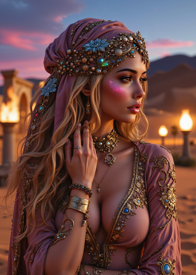 Desert Princess with Ornate Jewelry