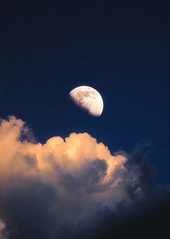 Moon and Clouds at Dusk