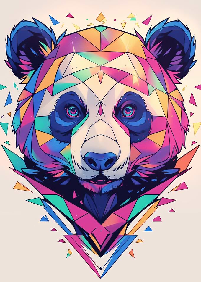 Geometric Panda Portrait