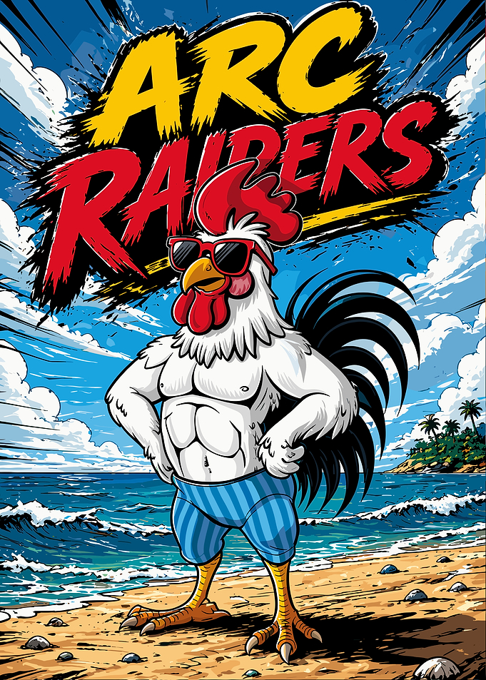 Muscular Rooster on a Beach