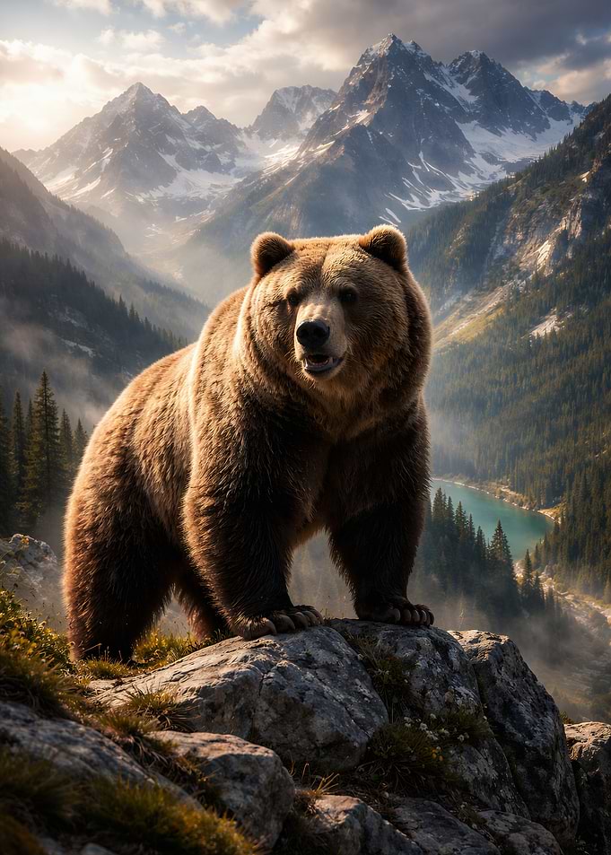 Majestic Bear in Mountain Landscape