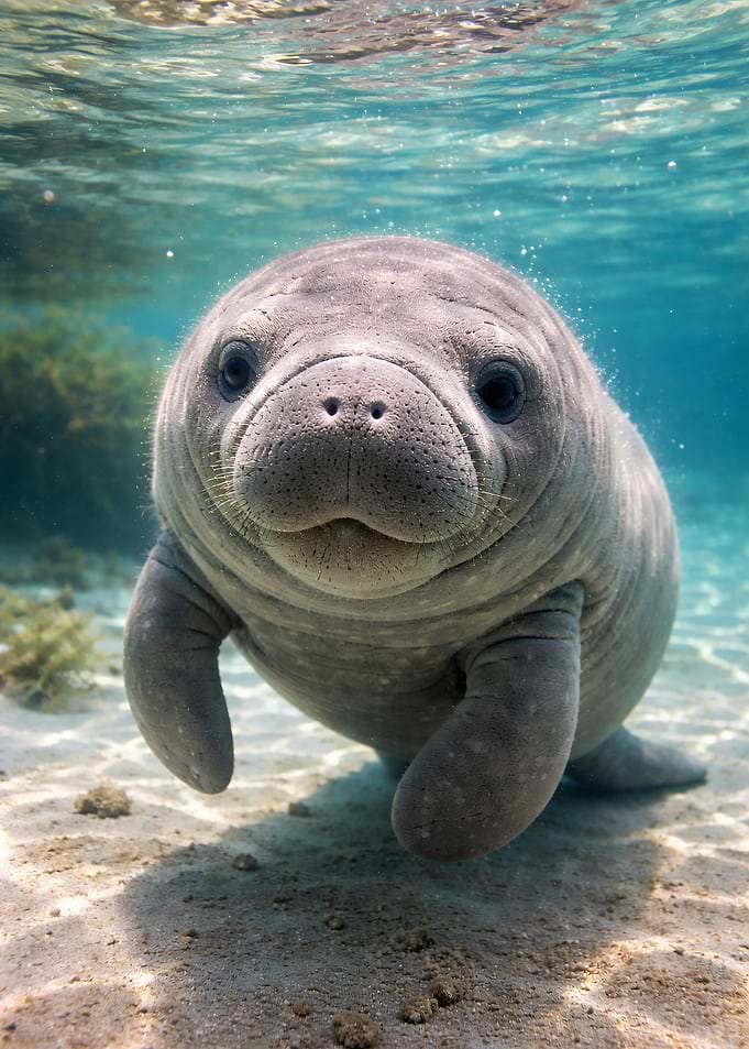 Cute Manatee Underwater
