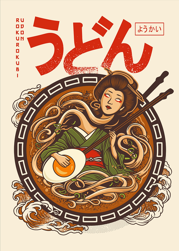 Udon Noodle Geisha Art