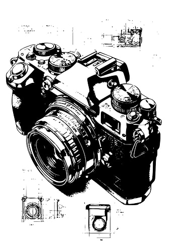 Black and White Camera Illustration